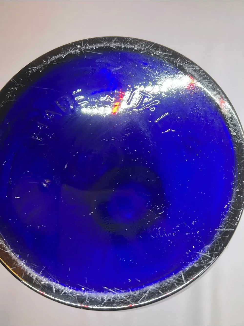 Made in Italy Cobalt Blue Glass Canister Vase with Embossed Design